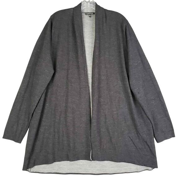 Eileen Fisher Open Front Cardigan Merino Wool Women’s Size XL Gray LS - Picture 2 of 8